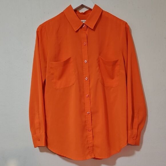 Coldwater Creek Vibrant Orange Casual Shirt - Picture 1 of 5